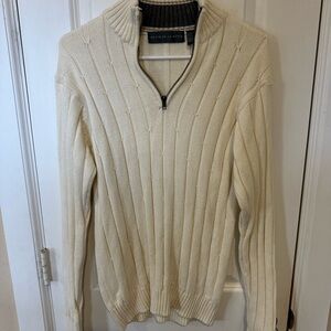 Oscar de la Renta Cream Zip-Up Sweater